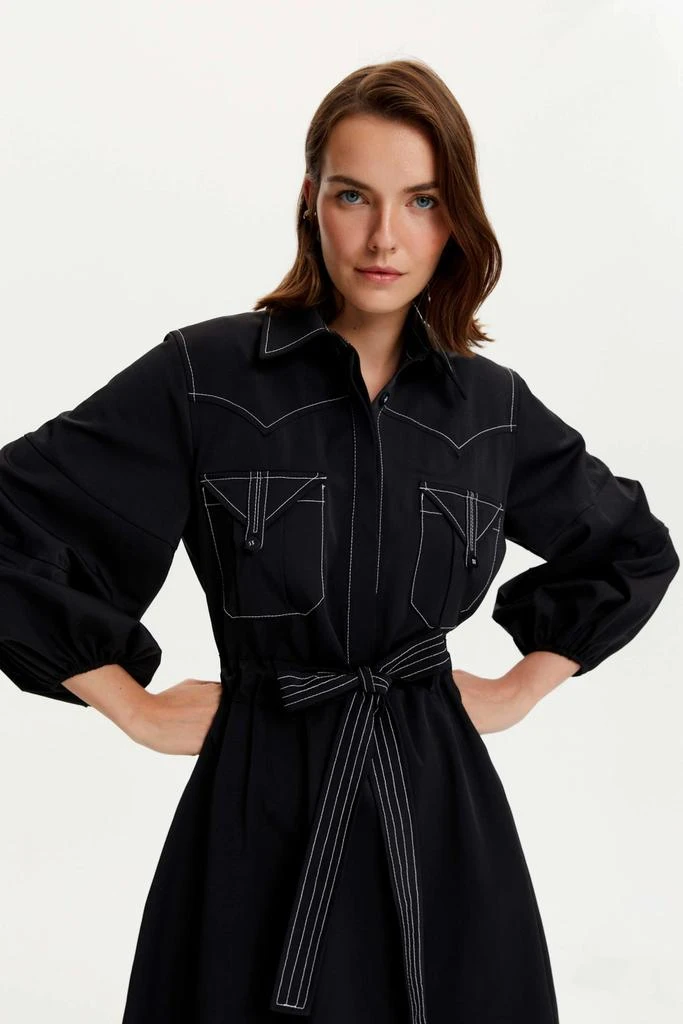 Nocturne Punto Stitched Midi Dress 4