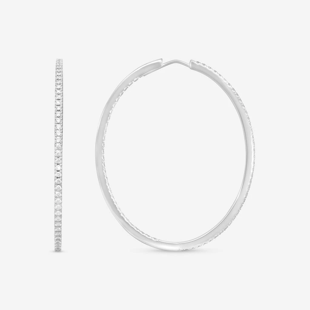 Mémoire Mémoire 18K White Gold Diamond Oval Hoop Earrings MOHE-0150TW 3