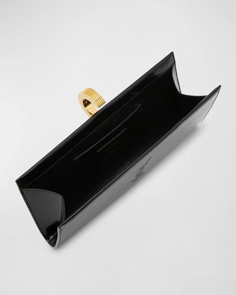 Yves Saint Laurent YSL Embossed Ring Closure Evening Clutch Bag in Patent Leather 4