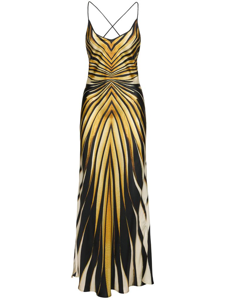 ROBERTO CAVALLI Ray Of Gold Printed Silk Twill Dress