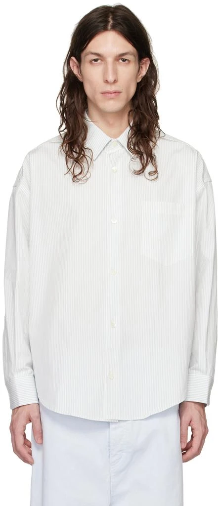 AMI White & Blue Striped Shirt 1