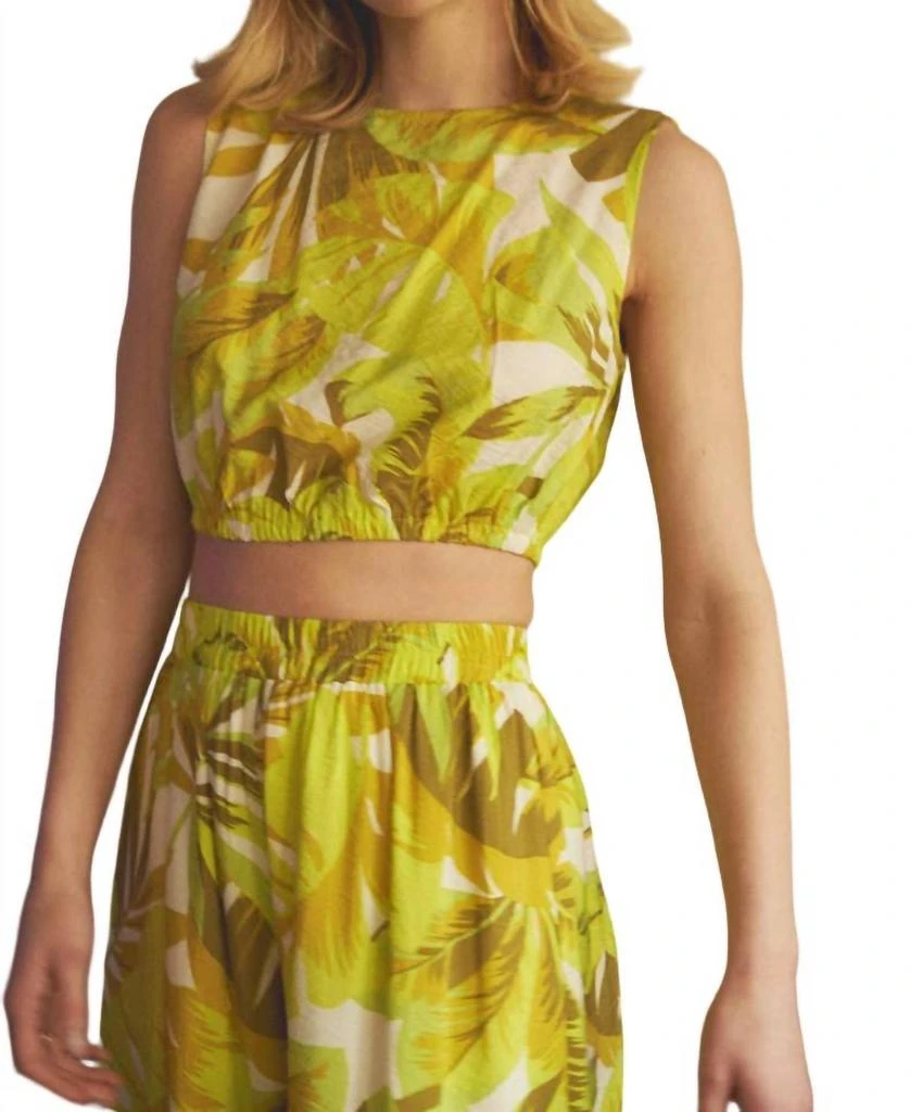 En Creme En Creme - Printed Cropped Top and Wide Leg Pants Set 4