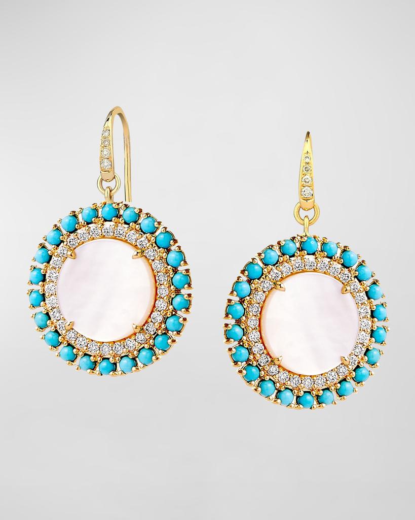Syna Mother-Of-Pearl Diamond & Turquoise Drop Earrings