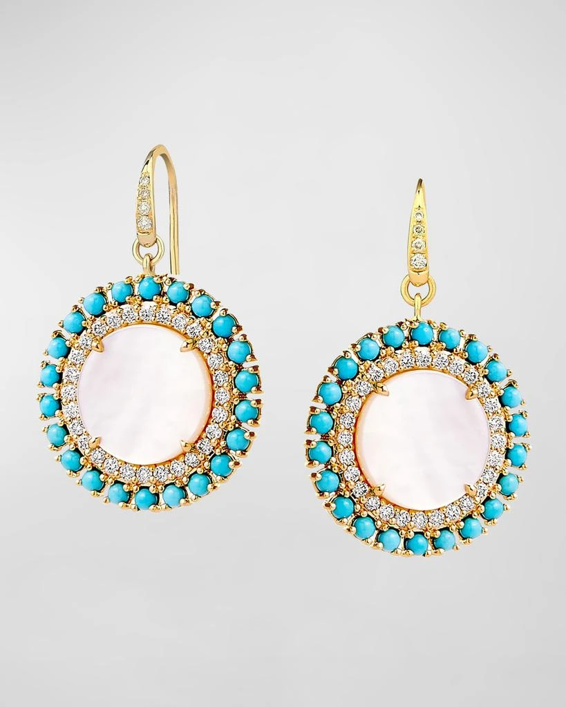 Syna Mother-Of-Pearl Diamond & Turquoise Drop Earrings 1