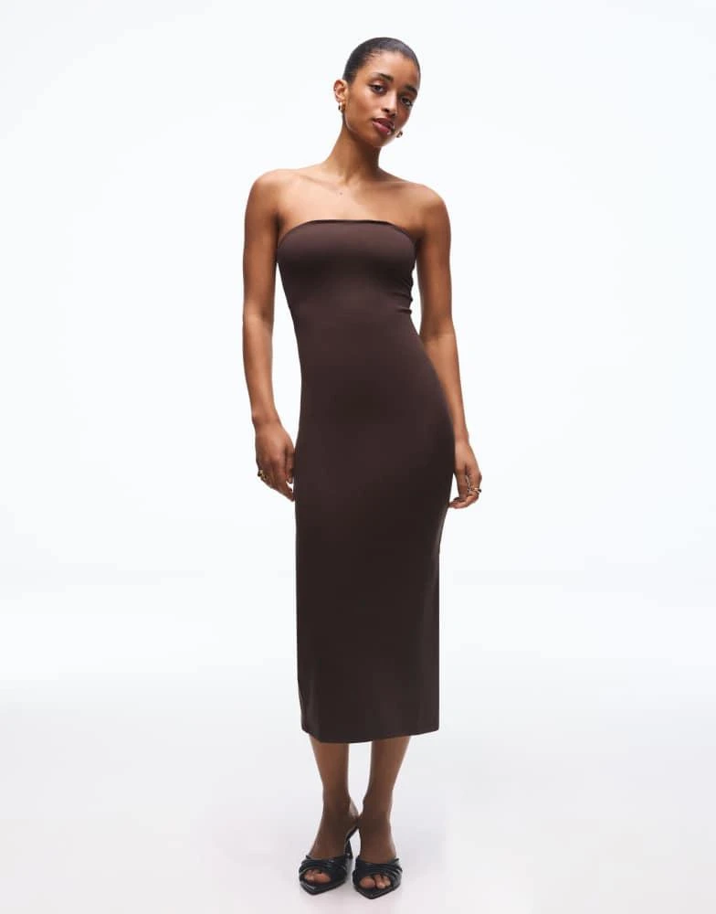 Bershka Bershka Bandeau knit midi dress in brown - Dresses & Skirts -  BeyondStyle