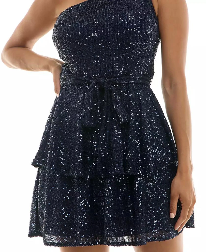 Trixxi Juniors' Sequin One-Shoulder Tiered Mini Dress 5