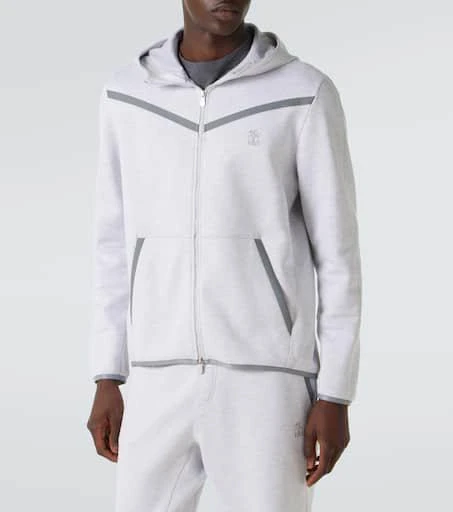 Brunello Cucinelli Cotton-blend French terry zip-up hoodie 3