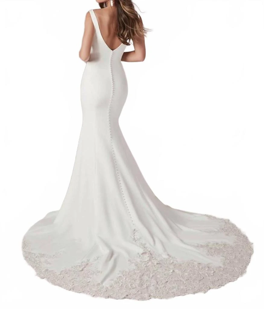 Rebecca Ingram Alice Pearl Buttons Trail Down To Train Gown In Ivory 2