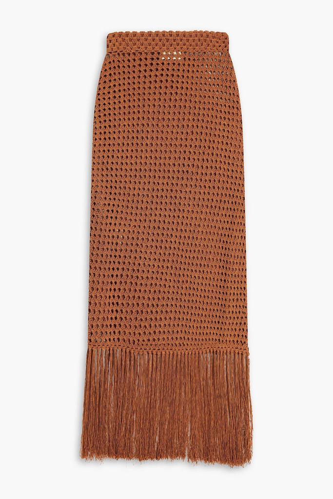 NICHOLAS Helen fringed crocheted cotton-blend midi skirt