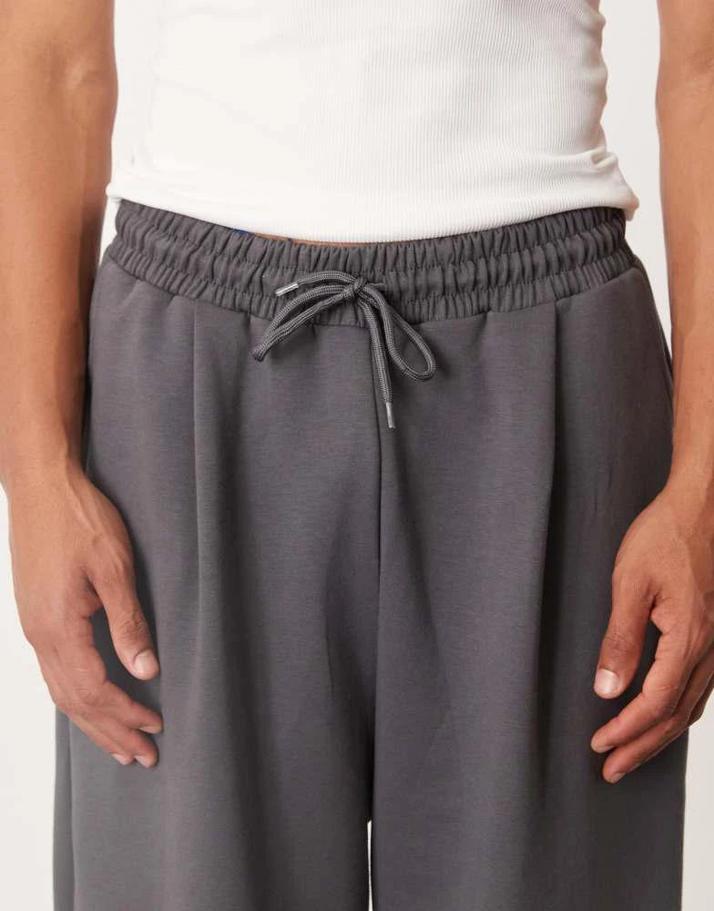 ASOS ASOS DESIGN premium  heavyweight wide leg joggers in 400gsms in charcoal 4