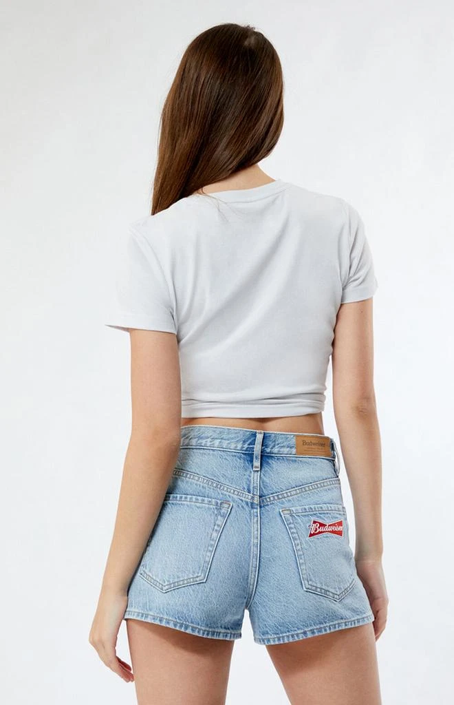 Budweiser By PacSun Medium Blue Hopps Vintage High Waisted Denim Shorts 4