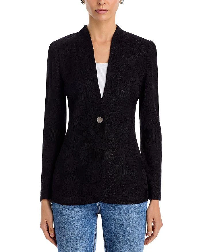 Misook One Button Knit Jacquard Jacket - Heritage Fit 7