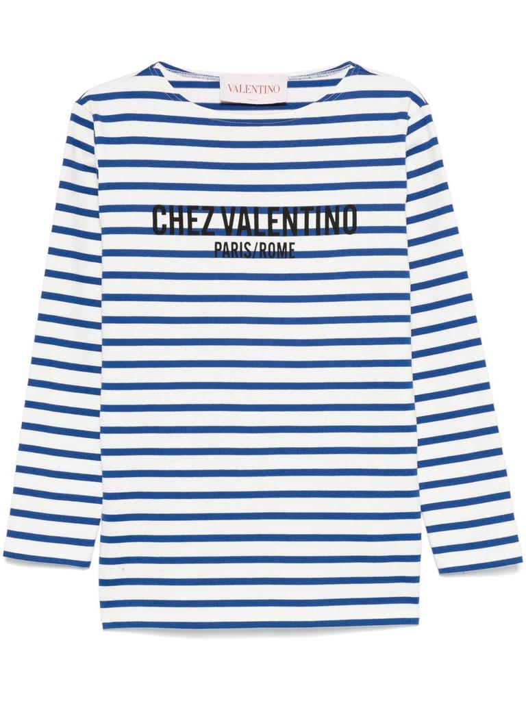 Tシャツ・カットソー Valentino Garavani Long-Sleeve T-Shirt In Striped Cotton Valentino Valentino Garavani Cotton Long Sleeve T-Shirt With