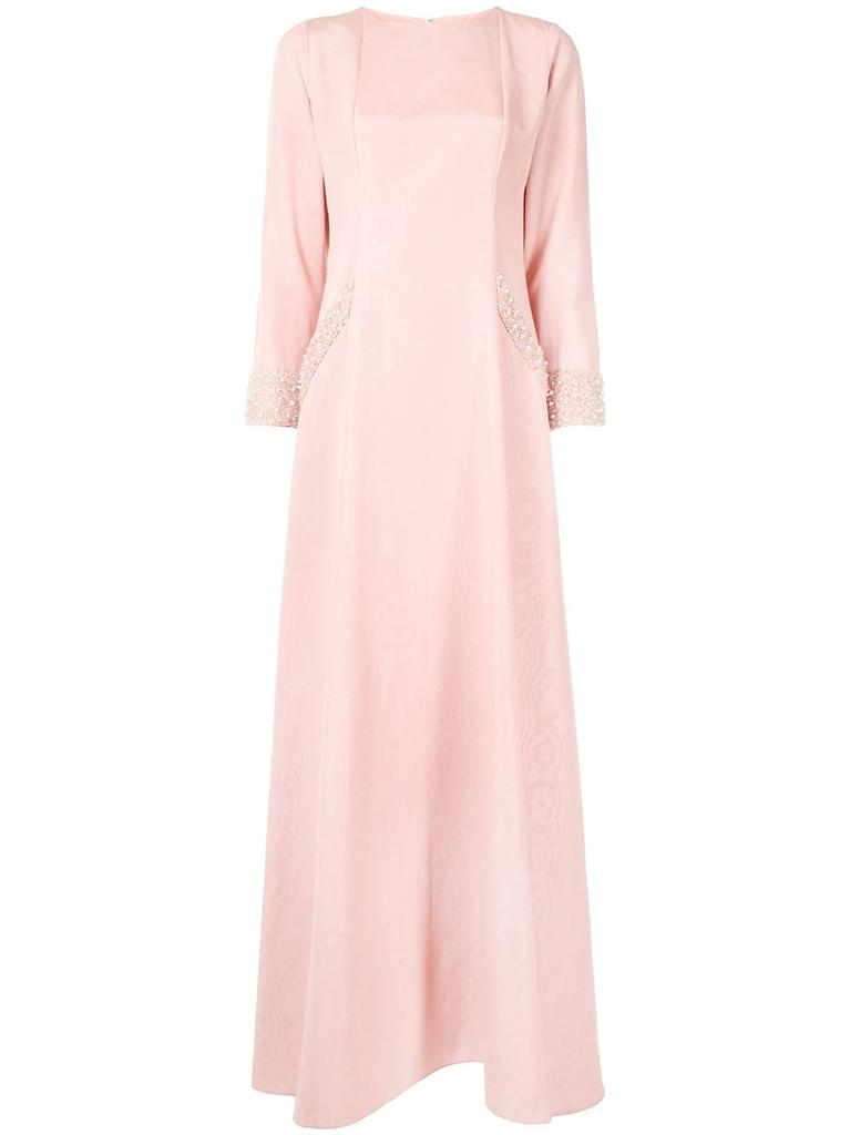 SHATHA ESSA bead-embellished long-sleeve dress - women