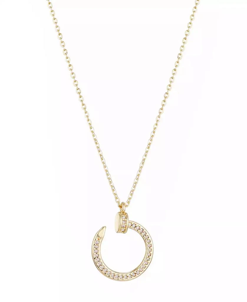 ADORNIA Gold Cubic Zirconia Curved Nail Ring Necklace