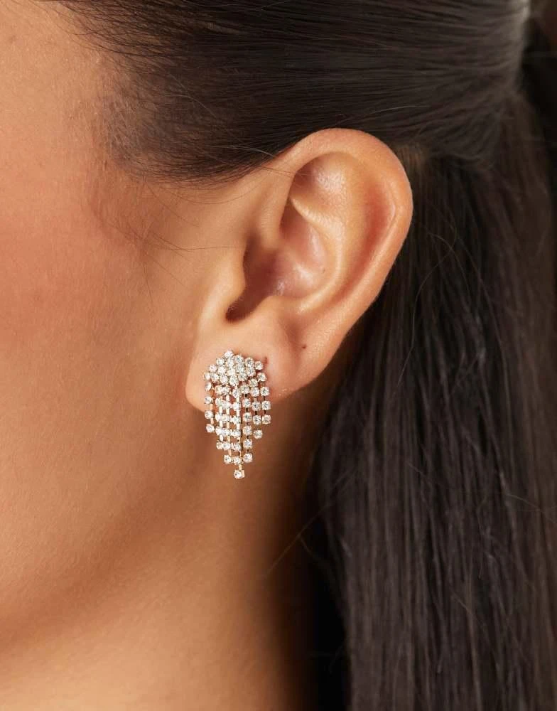 Orelia Orelia crystal waterfall chain earrings in gold plated