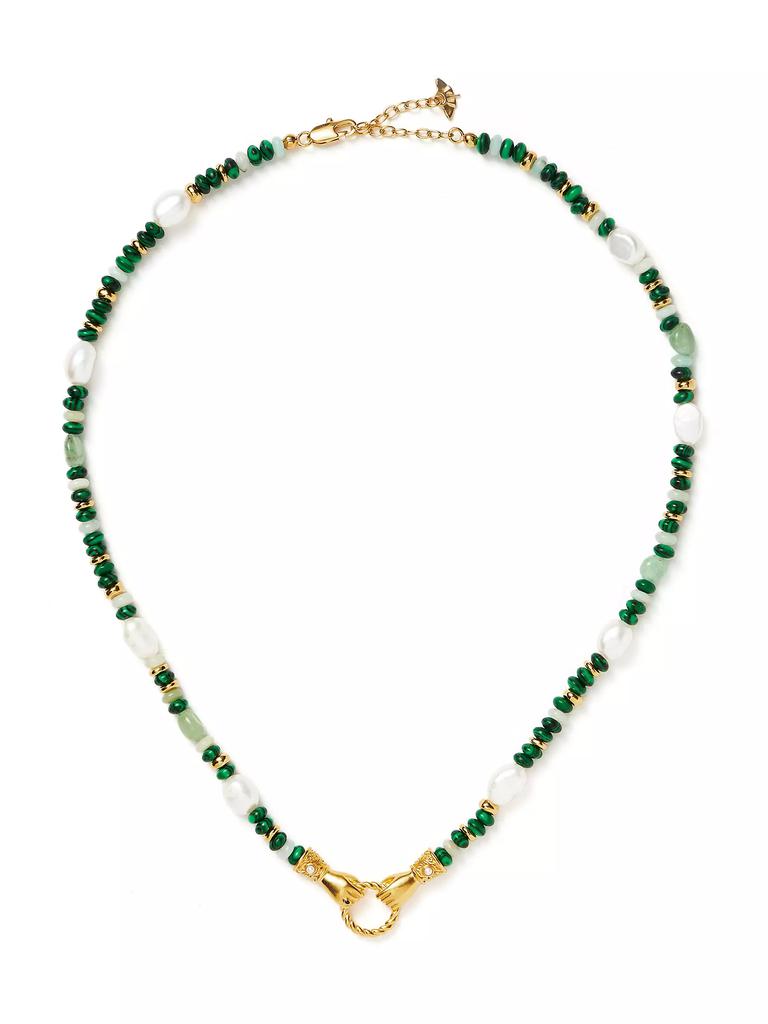 Missoma Harris Reed x Missoma In Good Hands 18K Gold-Plate, Pearl, Amazonite & Malachite Necklace