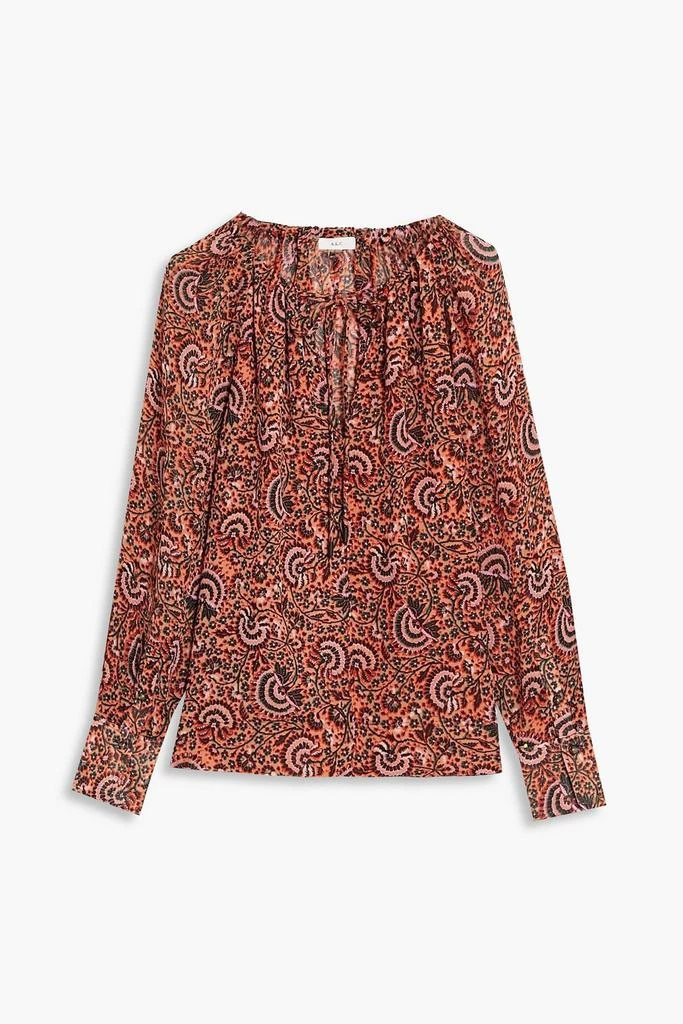 A.L.C. Bryce gathered printed silk-georgette blouse 1