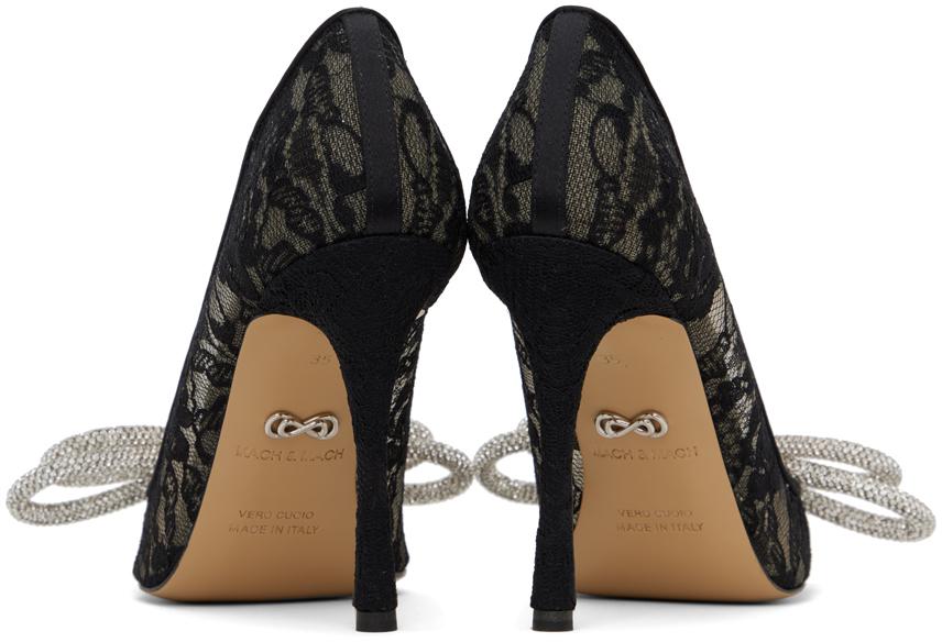 MACH & MACH Black Double Bow Lace 110 Heels
