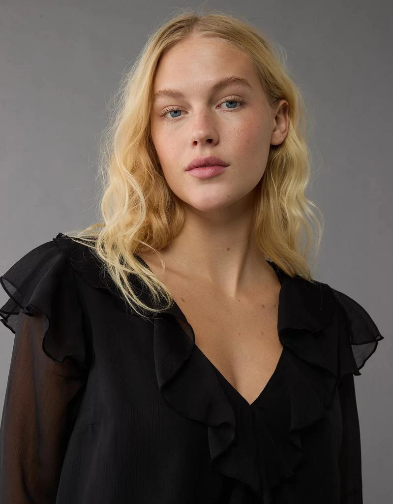 AE AE Long-Sleeve Chiffon Ruffle Blouse 6