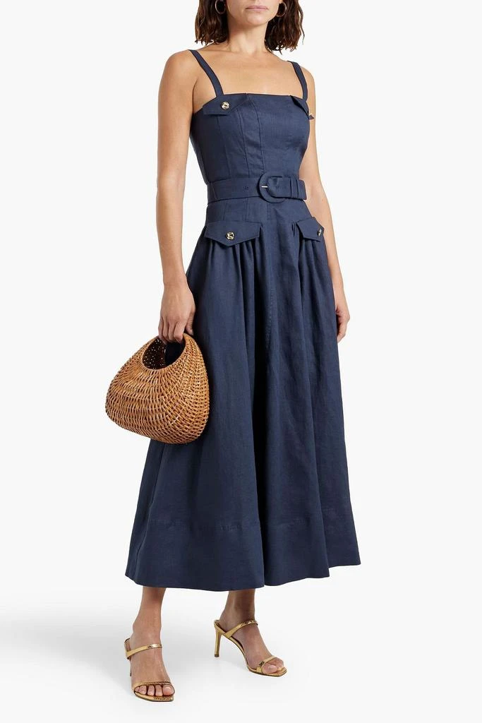 NICHOLAS Belted linen midi dress 2