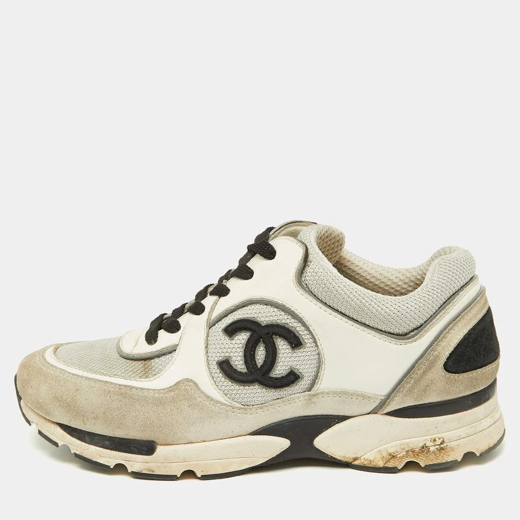 Chanel Chanel Tricolor Suede, Leather and Mesh CC Low Top Sneakers Size 38 1