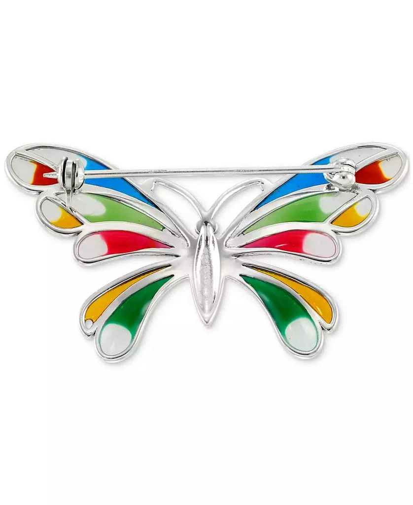 Macy's Marcasite (1/10 ct. t.w.), Cubic Zirconia, & Multicolor Enamel Butterfly Pin in Sterling Silver 3