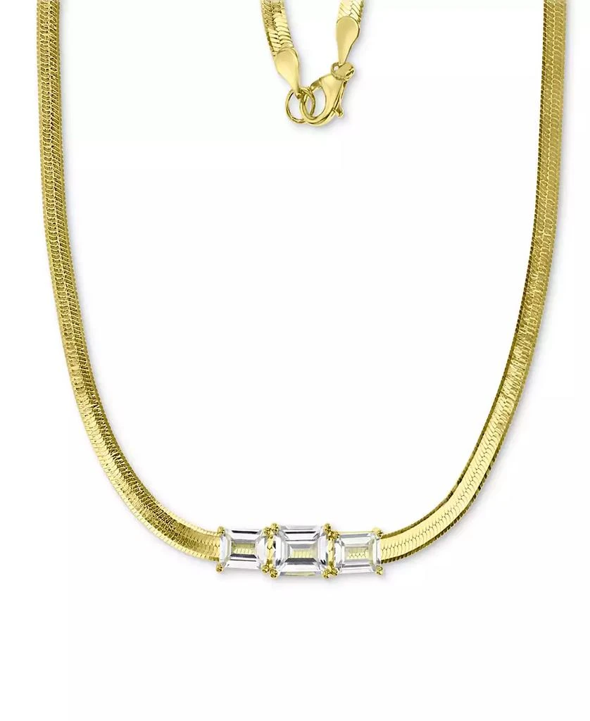 Macy's Lab-Grown White Sapphire Triple Stone 18" Collar Necklace (3-3/8 ct. t.w.) in 14k Gold-Plated Sterling Silver 1