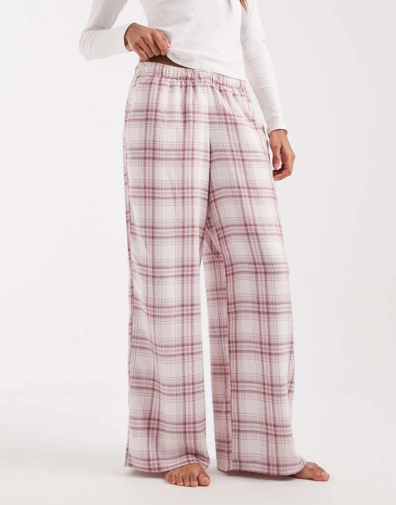 HOLLISTER Hollister baggy flannel pyjama bottoms in pink plaid 2