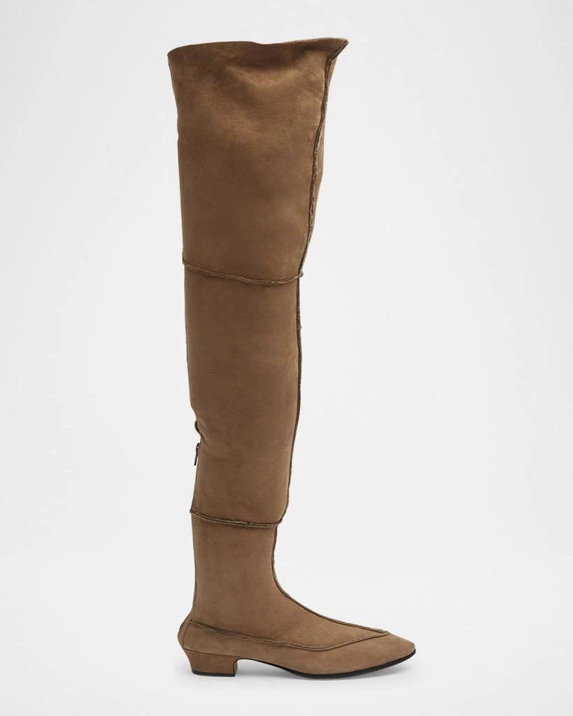 The Row Awar Suede Shearling Over-The-Knee Boots 1