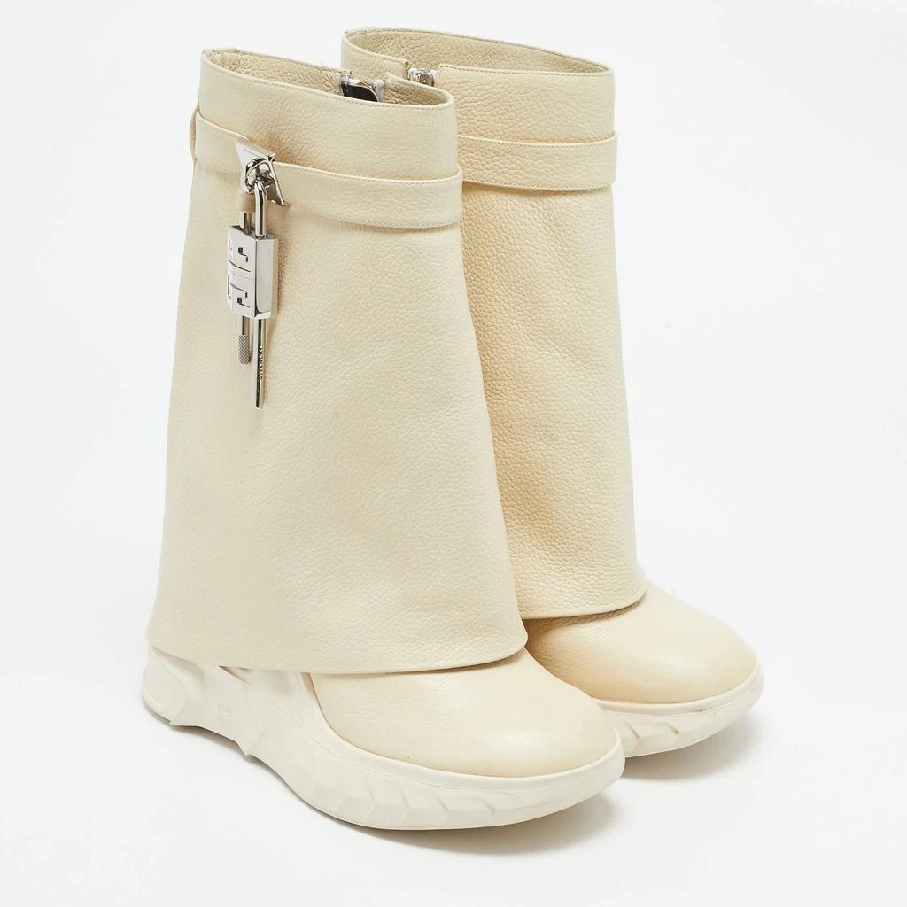 Givenchy Givenchy Cream Leather Shark Lock Mid Calf Boots Size 39 4