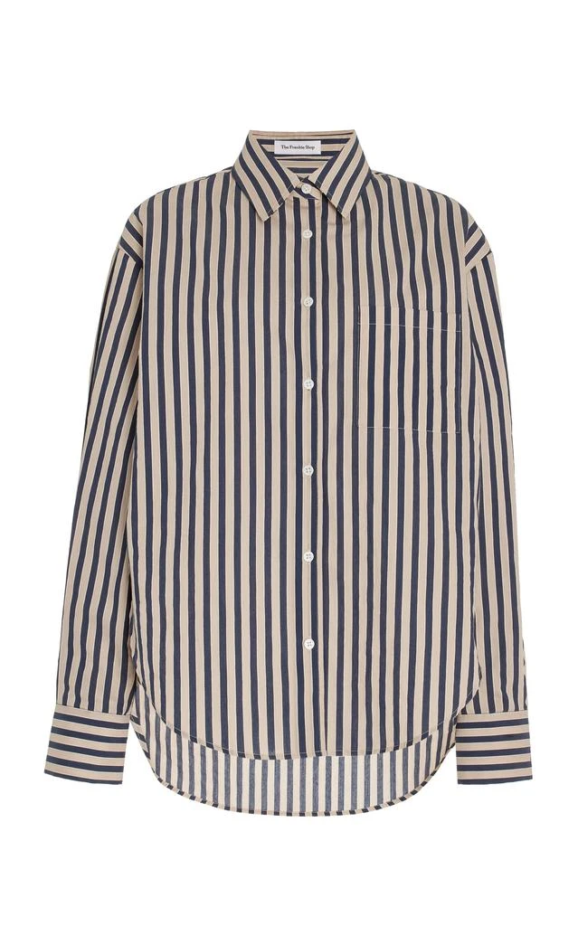 The Frankie Shop The Frankie Shop - Lui Oversized Textured Cotton-Blend Shirt - Navy - XS - Moda Operandi 1