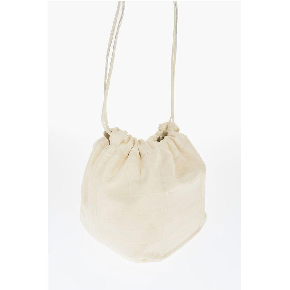 Jil Sander Crocodile Printed Leather DUMPLING Bucket Women's Bag