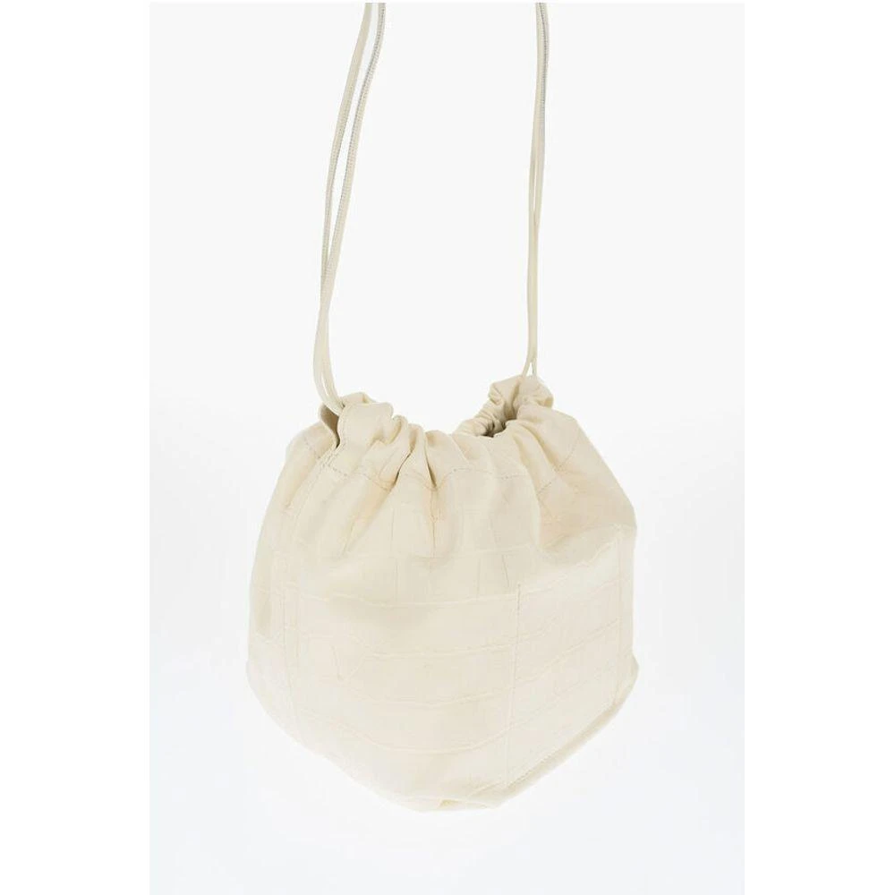 Jil Sander Crocodile Printed Leather DUMPLING Bucket Women's Bag 2
