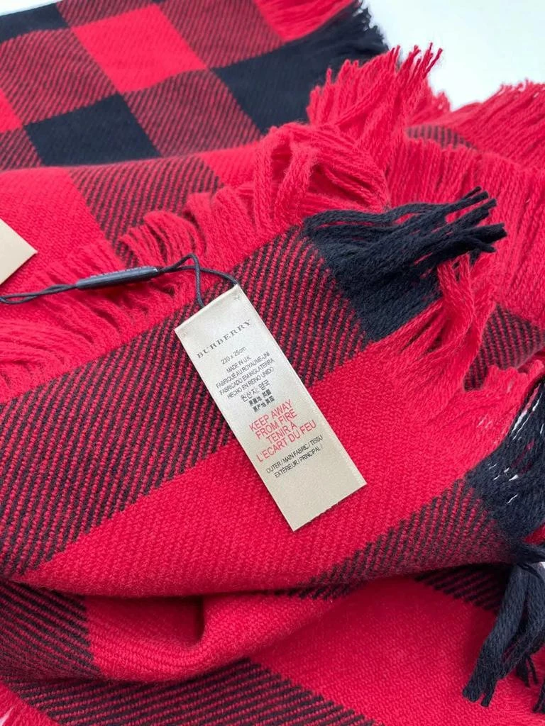 Burberry Half Mega Check Fringe Wool Scarf 4