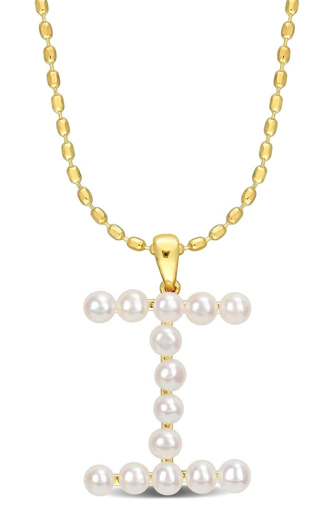 DELMAR 3.5-4mm Freshwater Cultured Pearl Initial Pendant Necklace