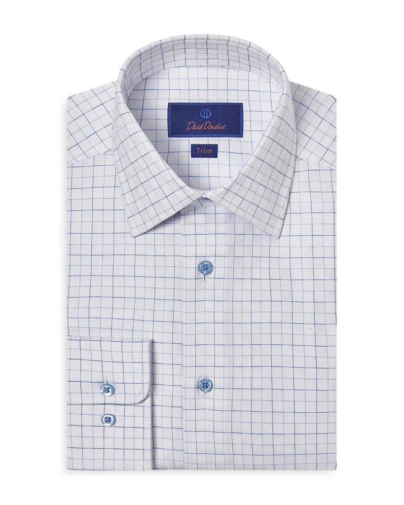 David Donahue Trim Fit Herringbone Check Dress Shirt 1