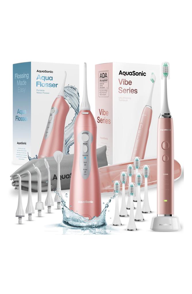 AquaSonic Vibe Series Ultra-Whitening Toothbrush & Aqua Flosser Set