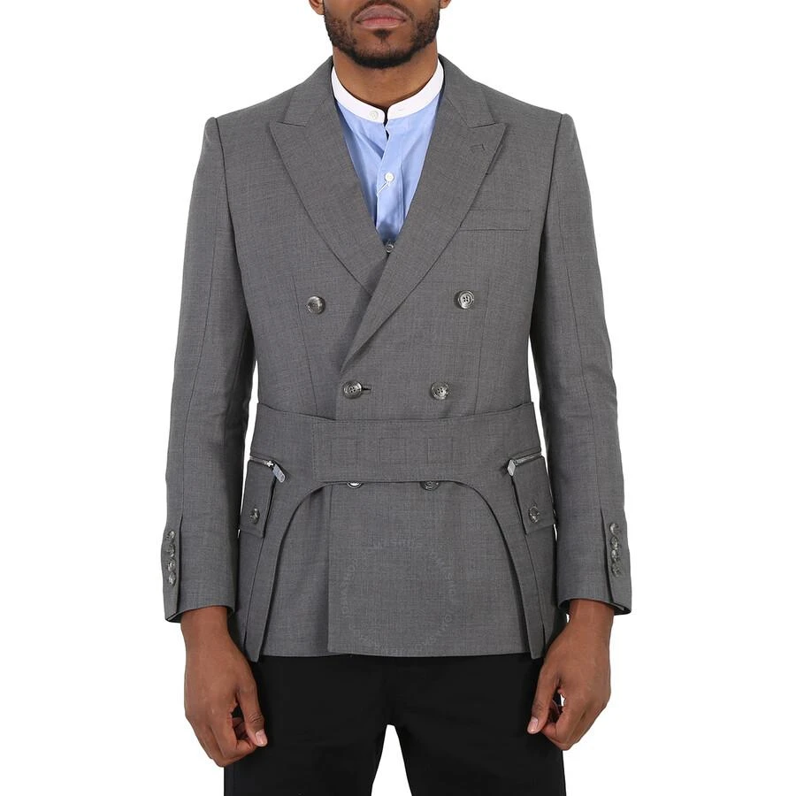 Burberry Charcoal Grey English Fit Wool Tailored Jacket With Cargo Belt Detail 1