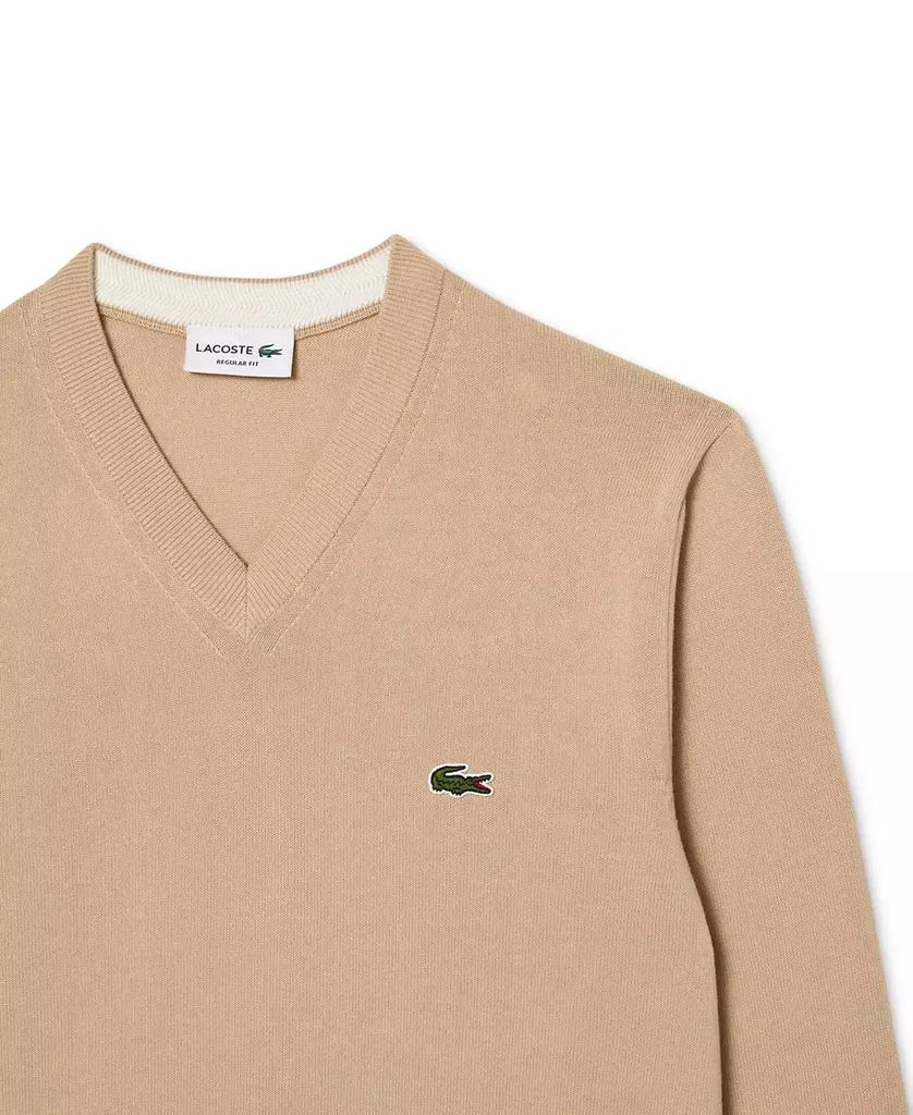 Lacoste Men's Regular-Fit Solid V-Neck Sweater 5