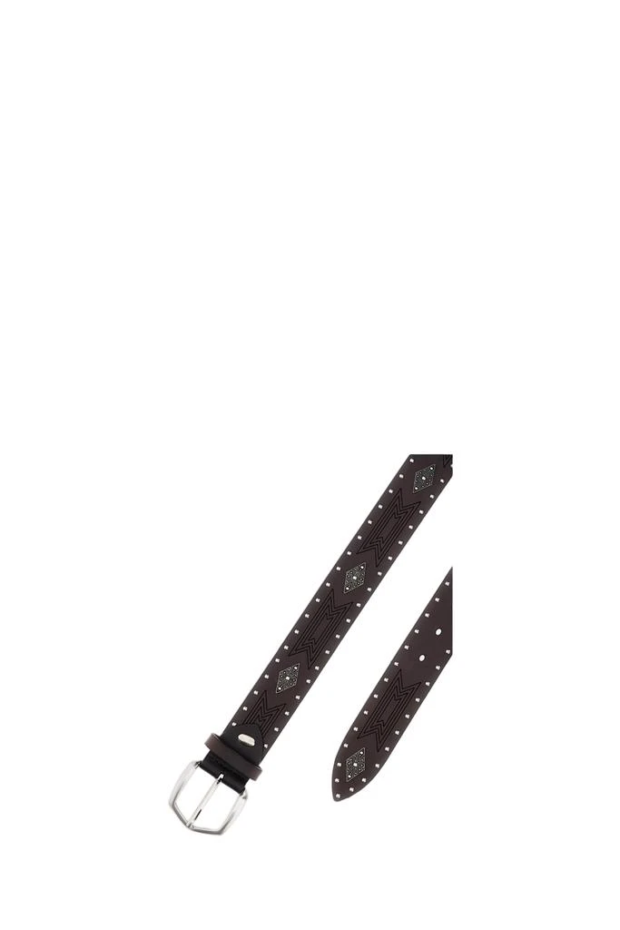 BAX LAB Textured Leather Belt with Diamond-Shaped Studs 2