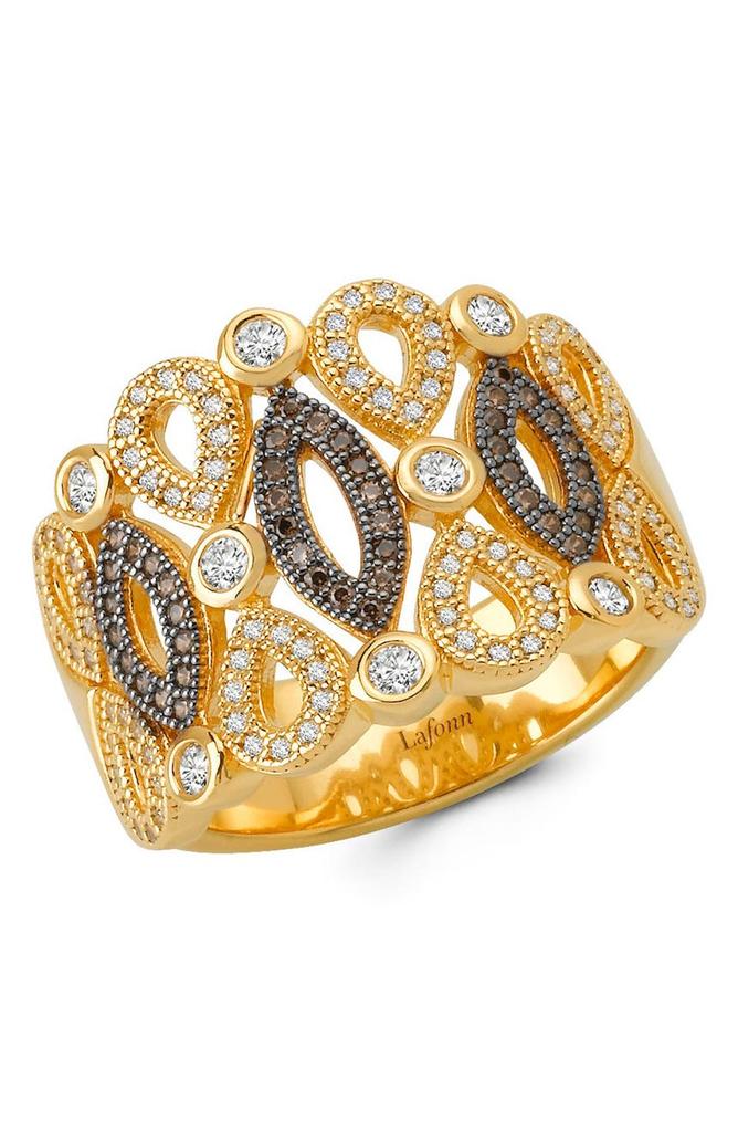 Lafonn Classic Simulated Chocolate and Clear Diamond Labyrinth Band Ring