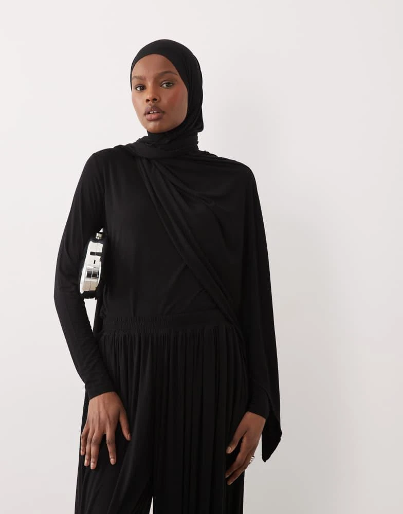 Iyal IYAL wrap cape detail top in black
