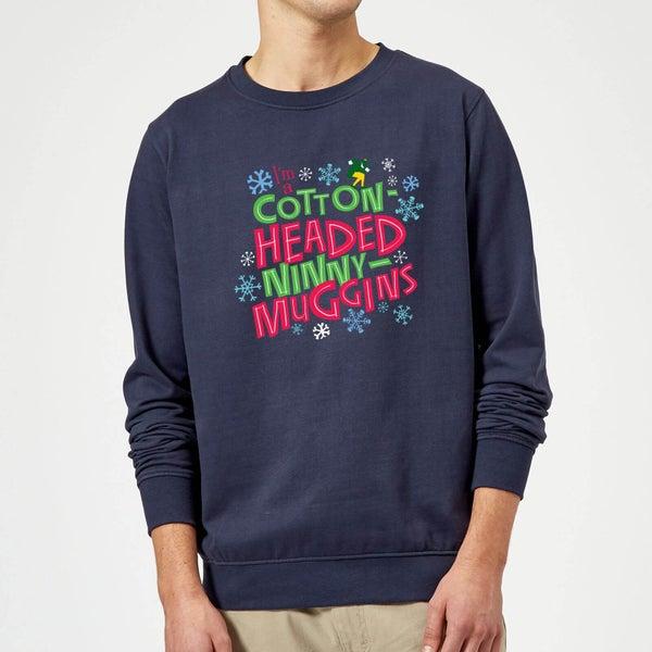 Elf Elf Cotton-Headed Ninny-Muggins Christmas Sweater - Navy
