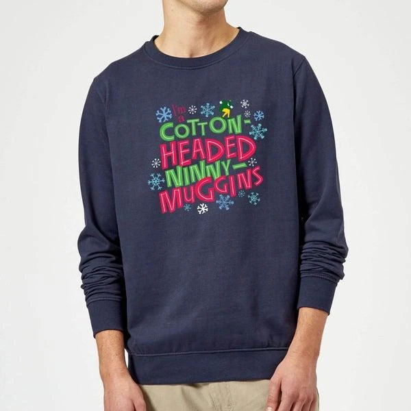 Elf Elf Cotton-Headed Ninny-Muggins Christmas Sweater - Navy 1