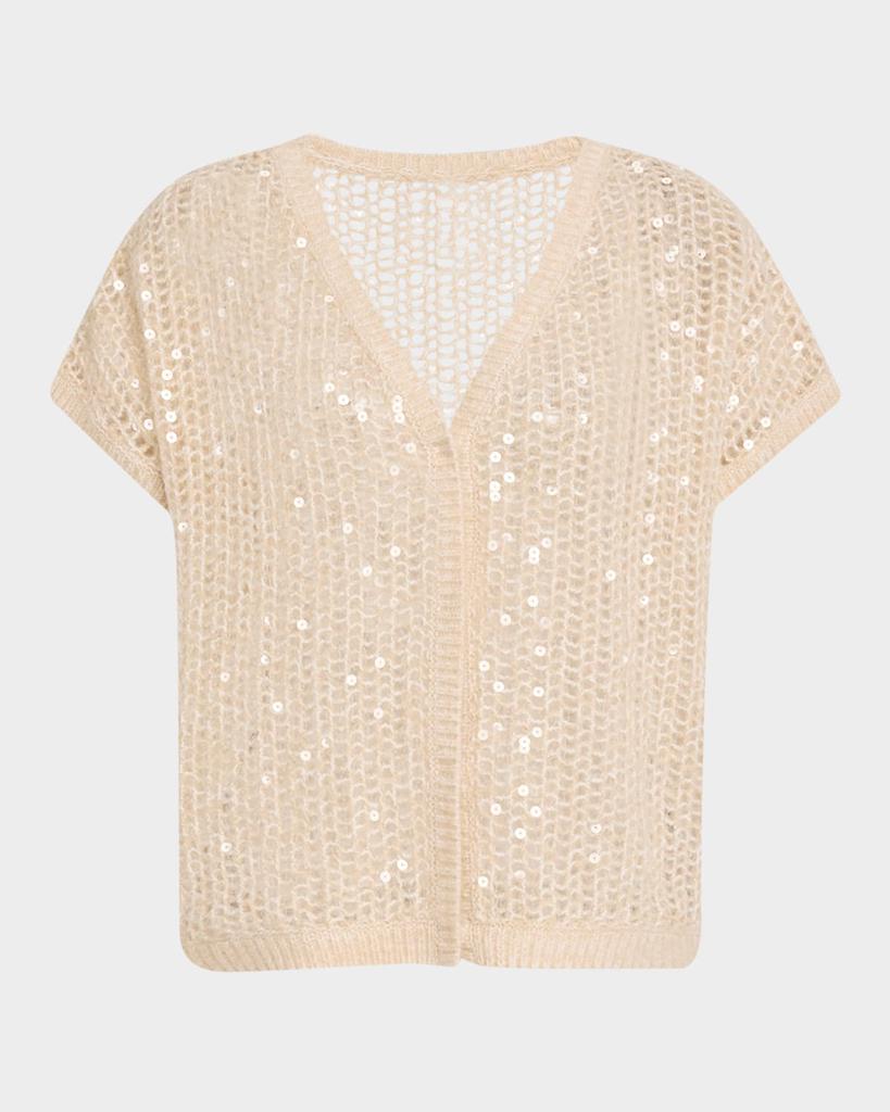 TSE Cashmere Cashmere Open-Knit Sequin Cardigan