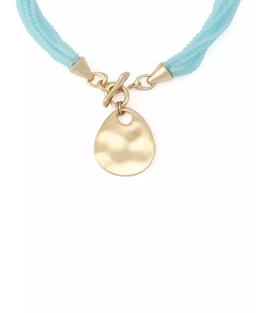 Robert Lee Morris Faux Stone Disc Pendant Seed Bead Necklace 3