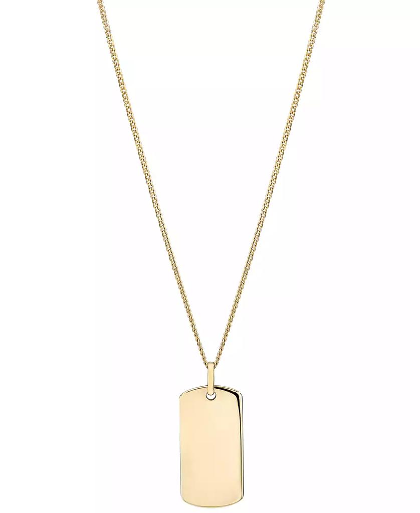 Macy's Polished ID Tag Pendant 18" Curb Link Chain Necklace in 10k Yellow Gold