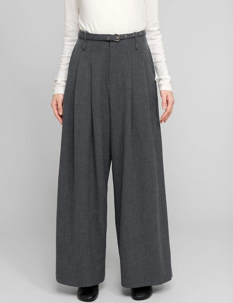 Pixie Market Smocking Grey Belted Wide Leg Pants 4