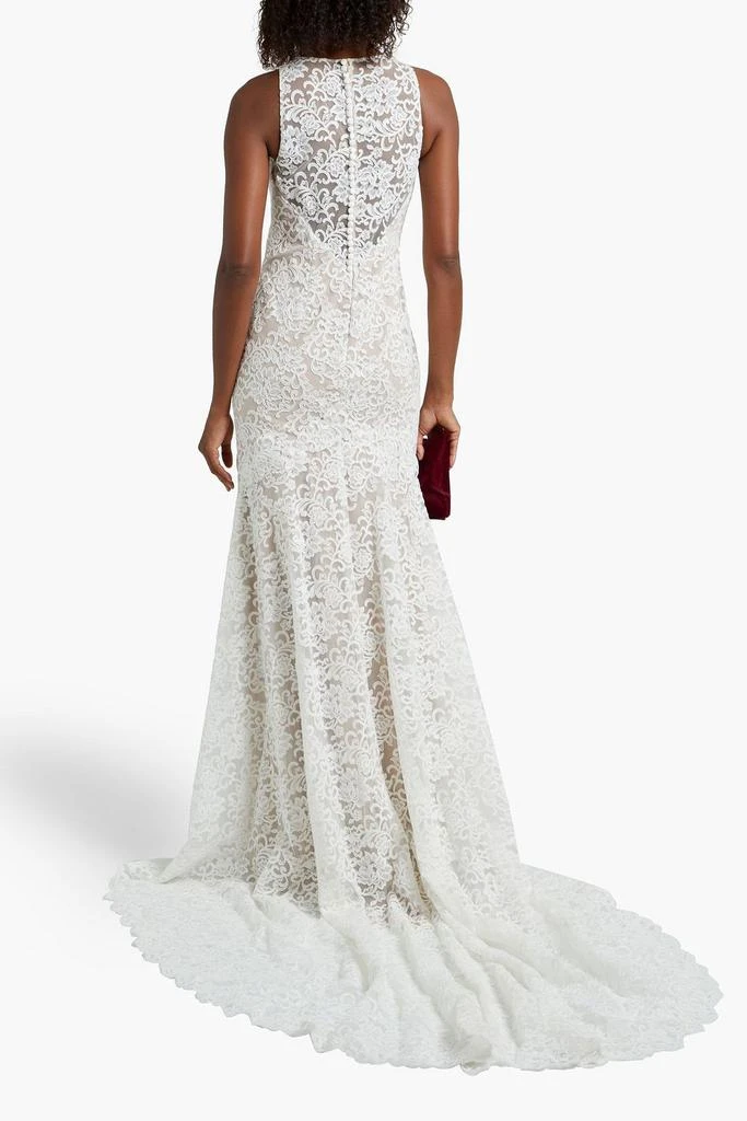 Theia Button-embellished tulle and corded lace bridal gown 3